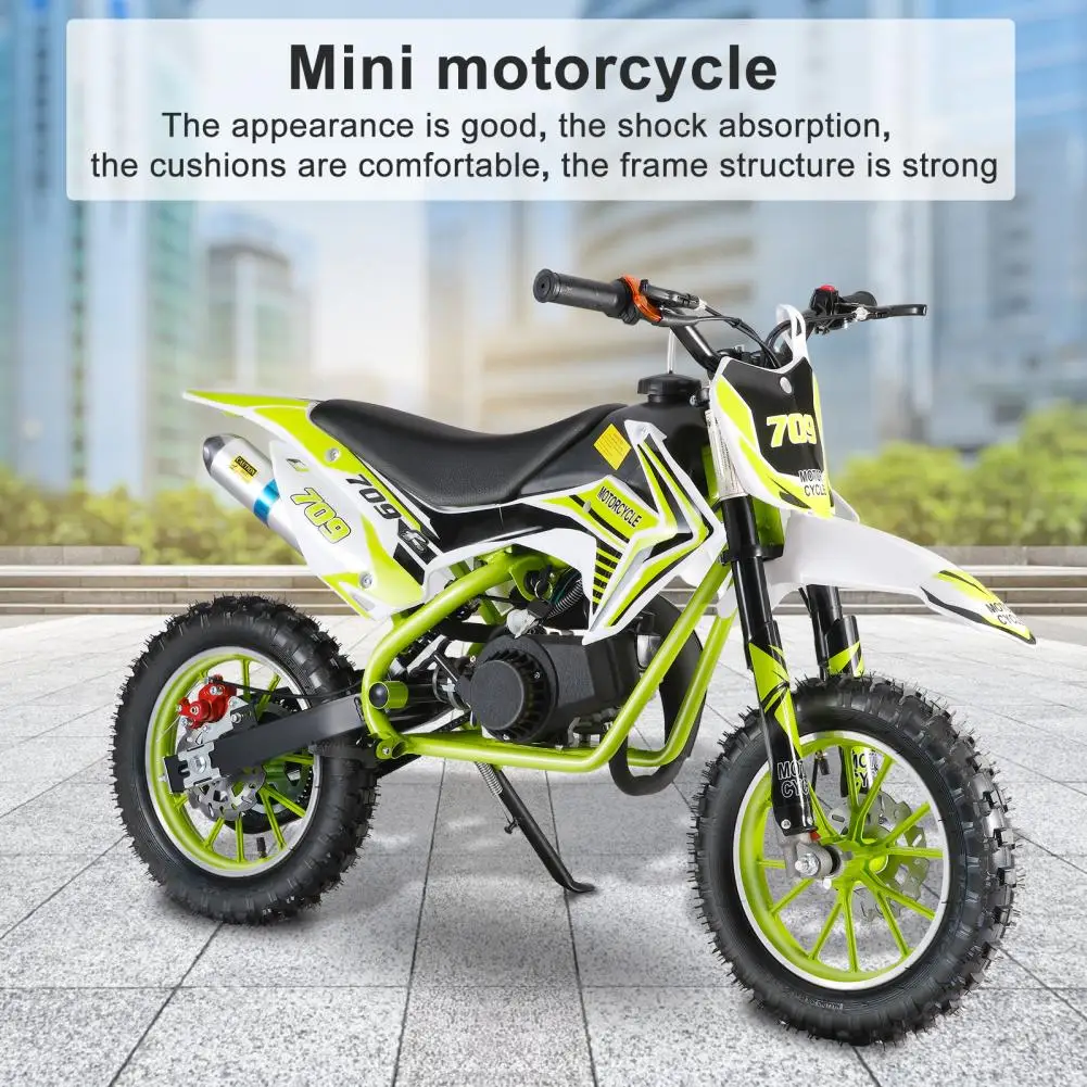 49cc 2-Stroke Kids Dirt Bike, Gas Power Motocross, Off Road Mini Motorcycle, Children Pocket Motorbike with Front Rear Disc Brak