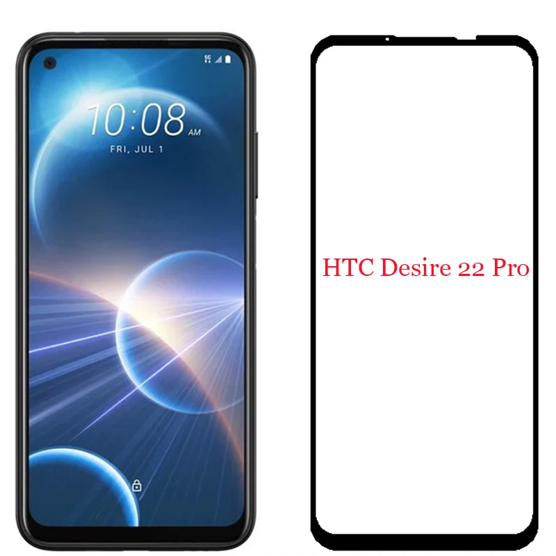 For HTC Desire 22 Pro 9D Black Edge Screen Protector Tempered Glass for Htc Desire 22pro Clear Full Cover Protective Glass
