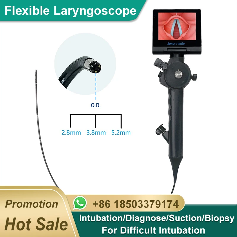 3.5 Inch Touchscreen Display 2.8mm / 3.8mm / 5.2mm length Flexible Video Laryngoscope for Intubation Diagnose Suction Biopsy