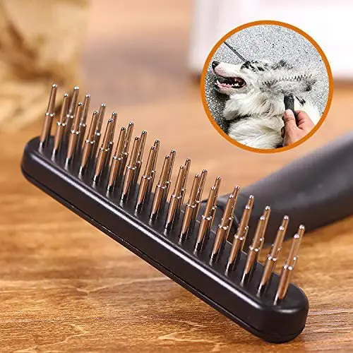 

Pet Deshedding Brush Undercoat Rake for Dogs Cats Shedding Comb and Dematting Tool with Double Row Pins for Pets Grooming