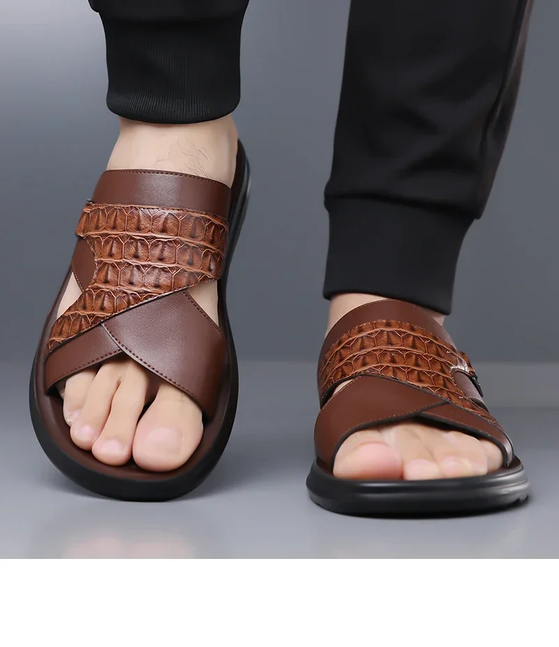 Sommer-Herren-Hausschuhe mit rutschfester, weicher Sohle, modisch, bequem, atmungsaktiv, verschleißfest, für den Außenbereich, zum Fahren, Strandschuhe-9022 – Detail 7