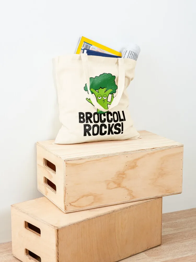 Funny Vegan Gifts - Broccoli Rocks! Tote Bag tote bag men bags luxury women canvas bags great bag