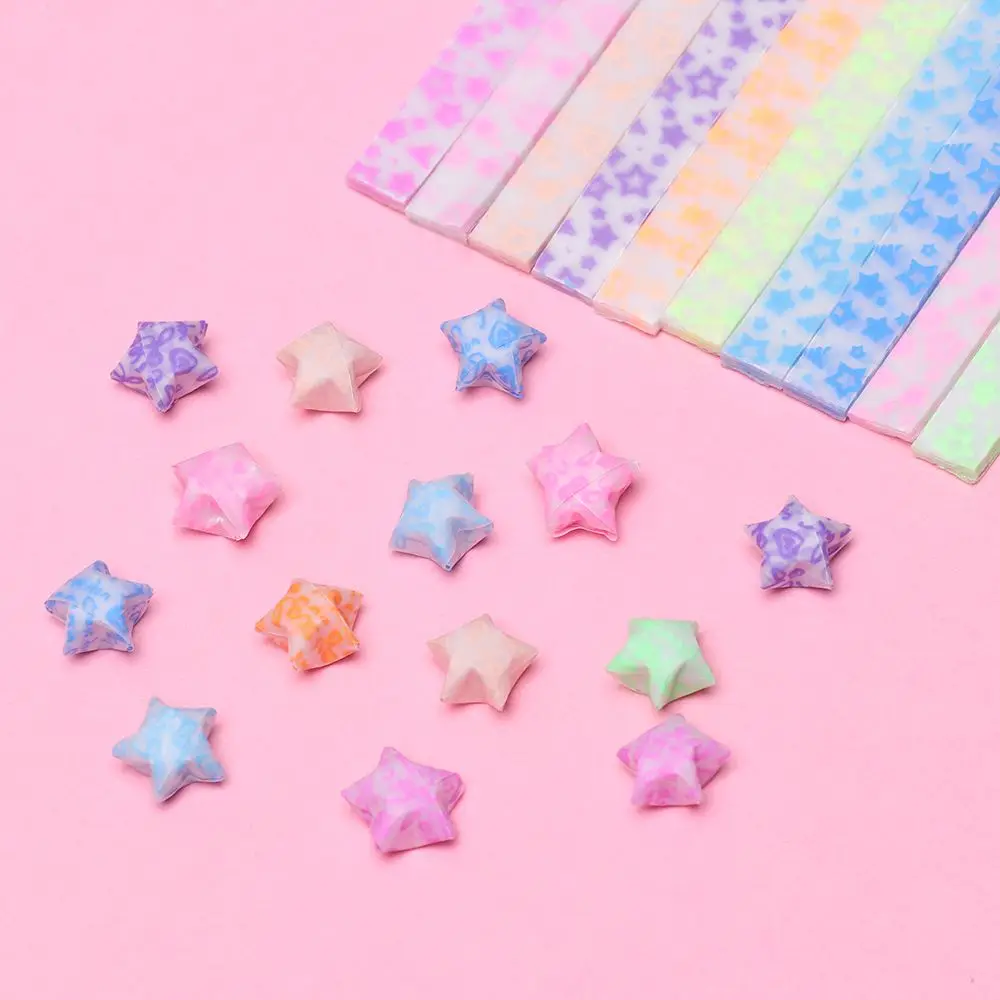 210pcs/lot Glow in Dark Lucky Star Origami Fluorescence Folding Strip Paper Best Wishes Handcraft Gift Craft Paper Decor