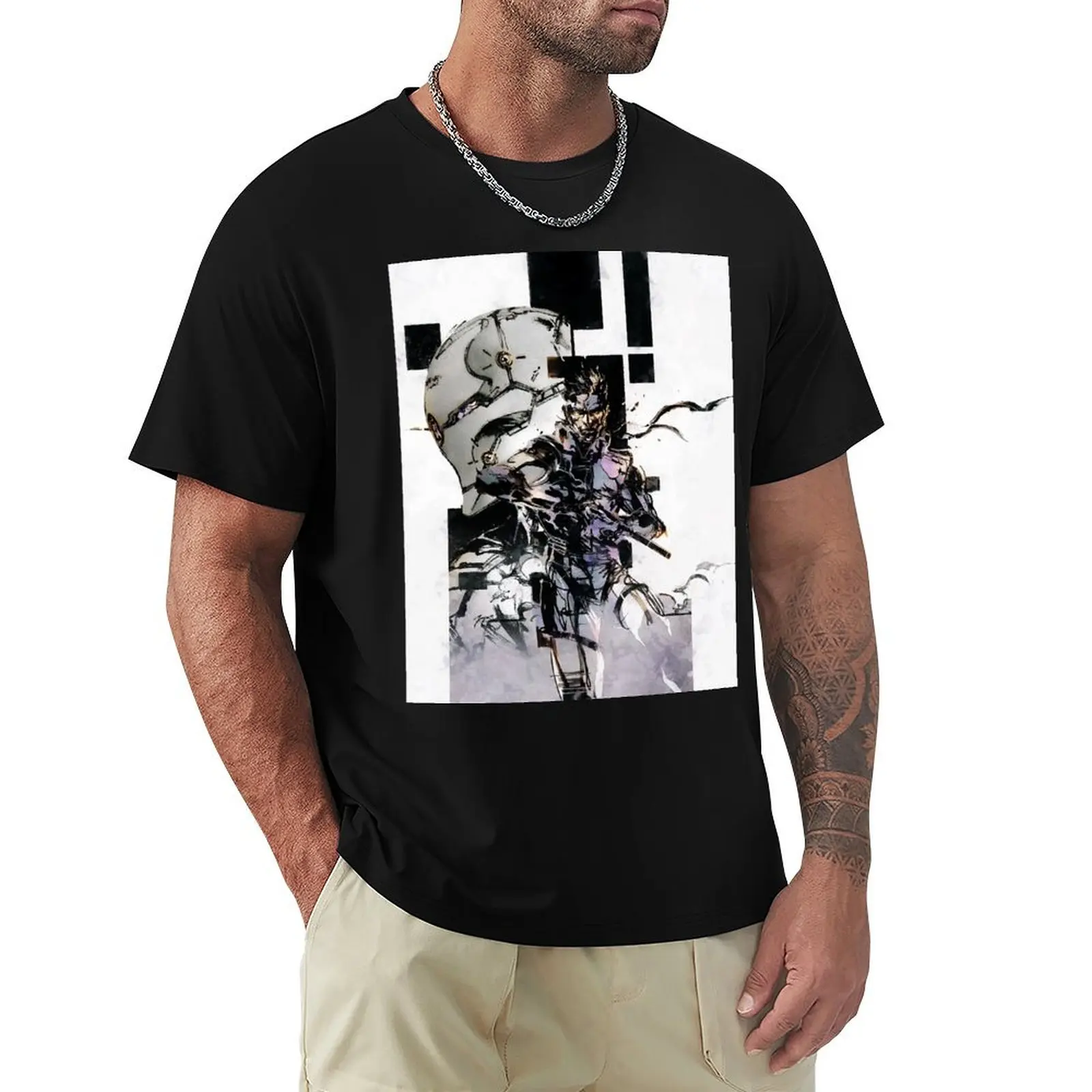 Camiseta de manga corta para entrenamiento de talla grande con diseño de Serpiente Sólida y Ninja Cyborg
