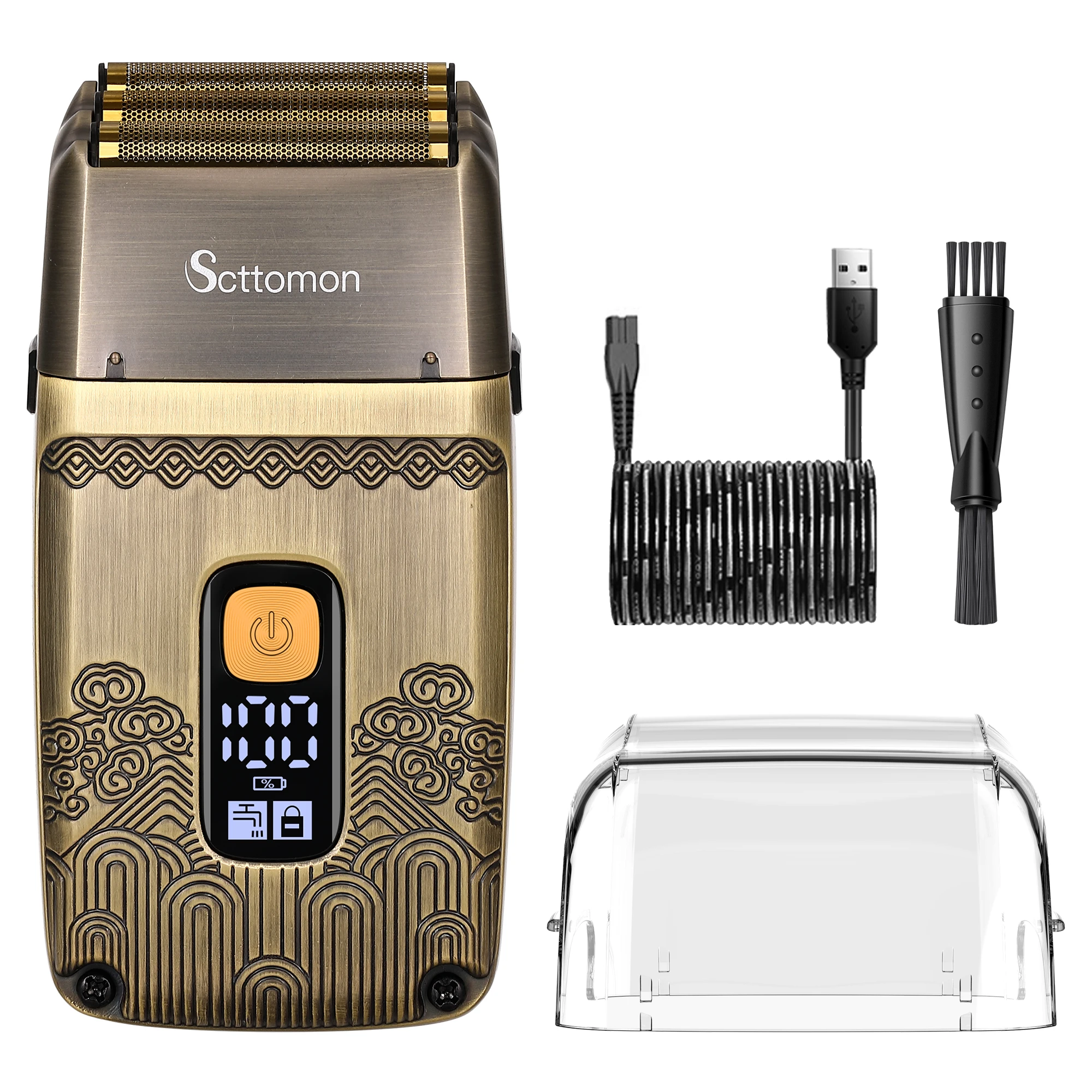 Image of Scttomon Rasoio Rasoio elettrico professionale Macchina da barba Trimmer per barba impermeabile Rasoio in metallo Display digitale Rasoio per uomo cod004