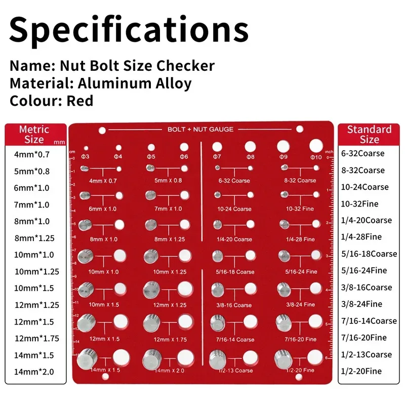 Metric And Inch Thread Gauge Nut And Bolt Thread Identifier Checker