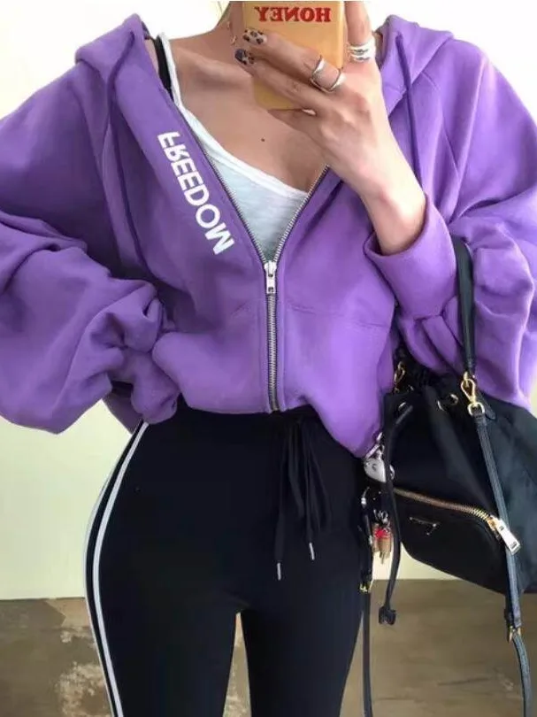 Fashionable Loose Lantern Sleeve Hoodie Women's Outerwear Cardigan Spring Autumn Winter Versatile Korean Style Streetwear