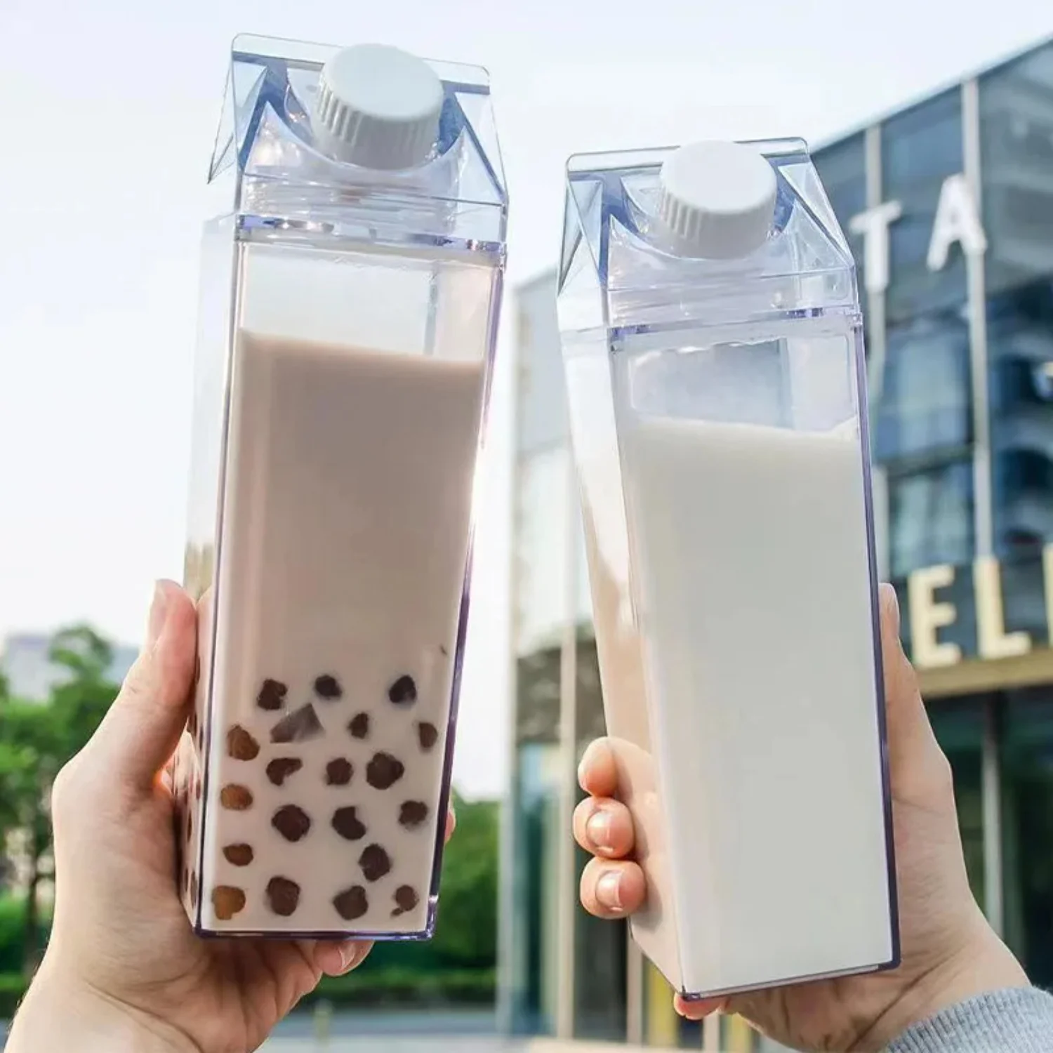 500ml/1000ml Milk Carton Water Bottle Transparent Plastic Portable Clear Box  Juice Tea Milk Bottles Drinking Cup BPA Free