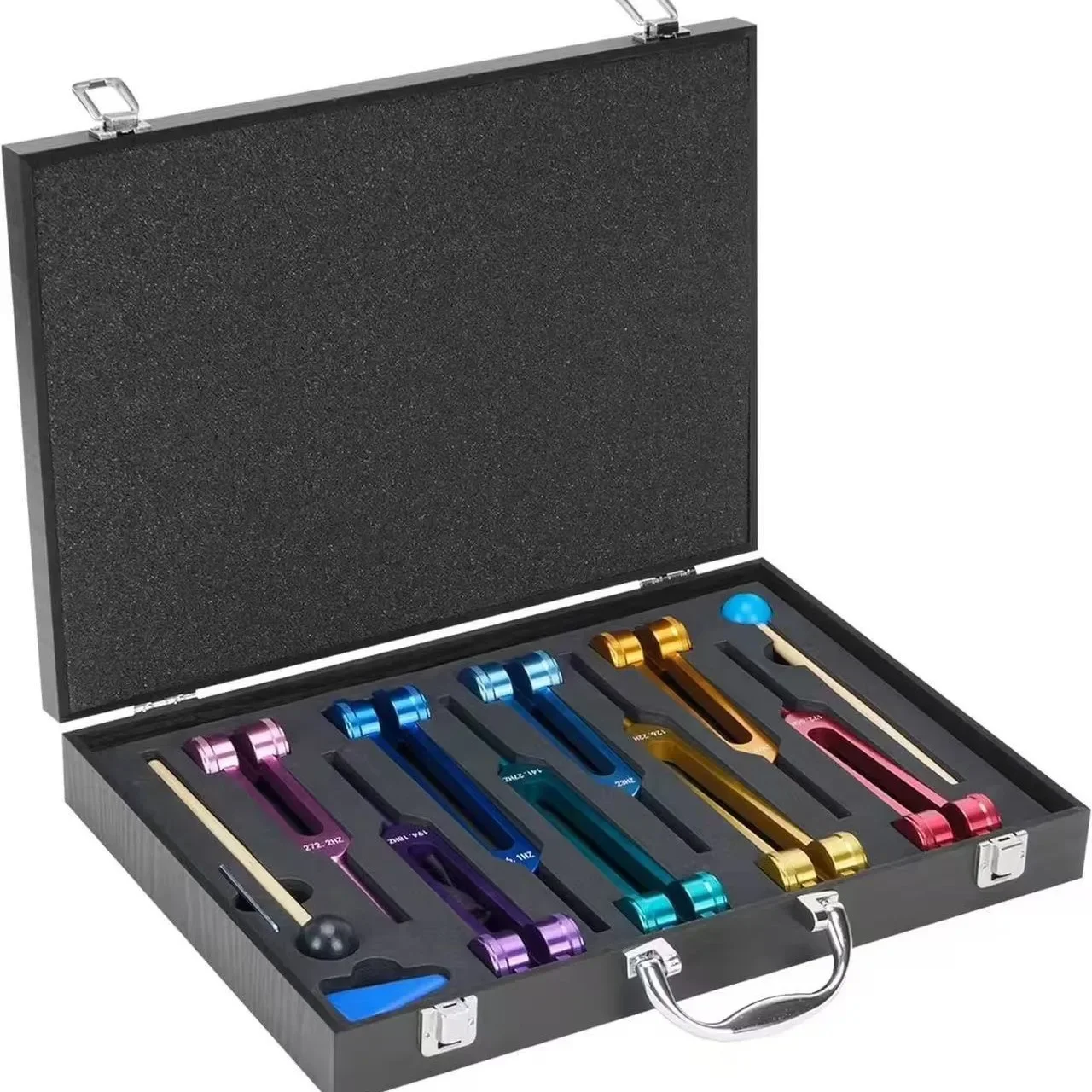 1PC Eight Colored Aluminum Alloy Tuning Forks 126.22 136.1 141.27 172.06 194.18 Tuning Fork Set