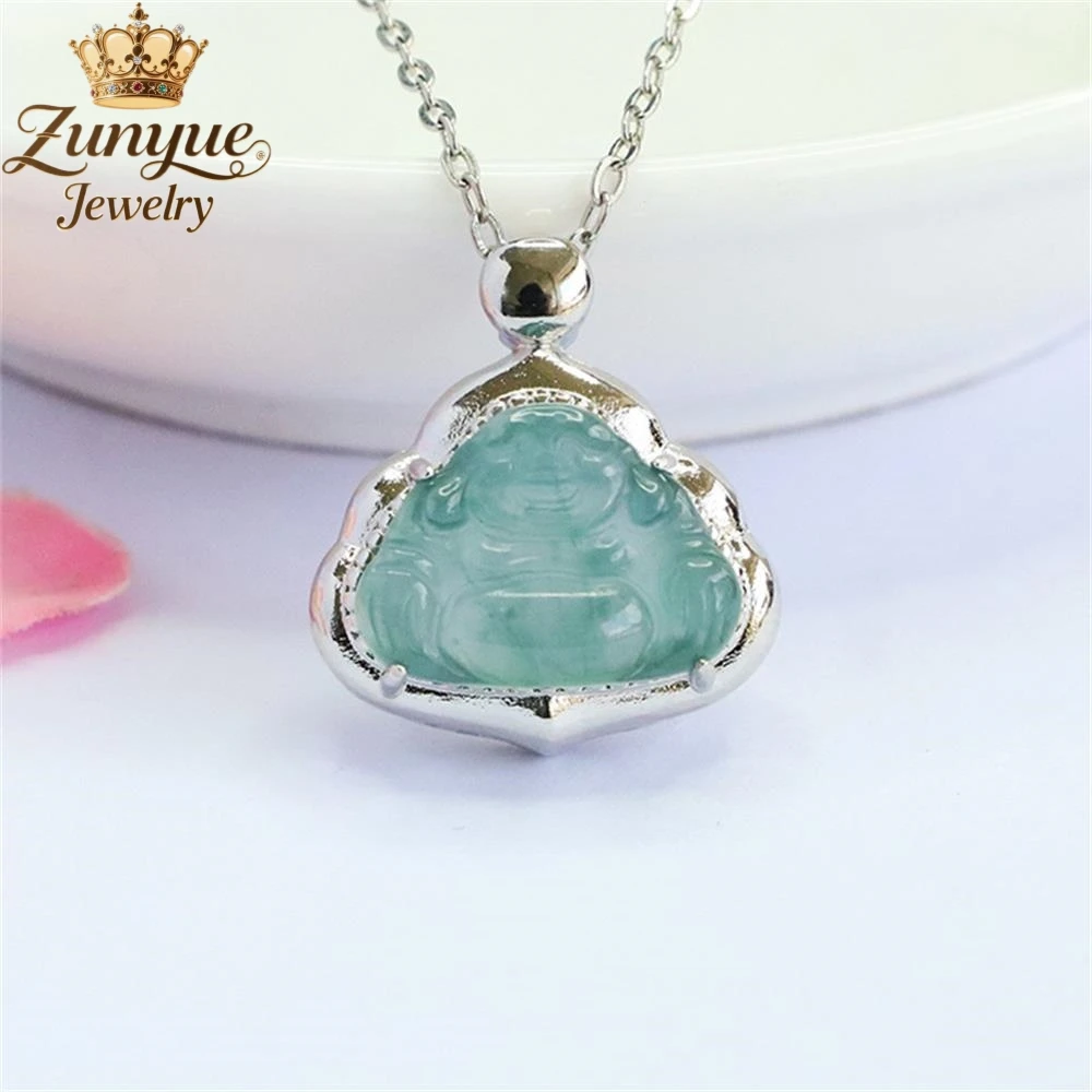 

Natural A-Grade Blue Water Jadeite Buddha Pendant Luxury Quality Jewelry Fashion Jewelry Exquisite Elegant Popular Charms Gift