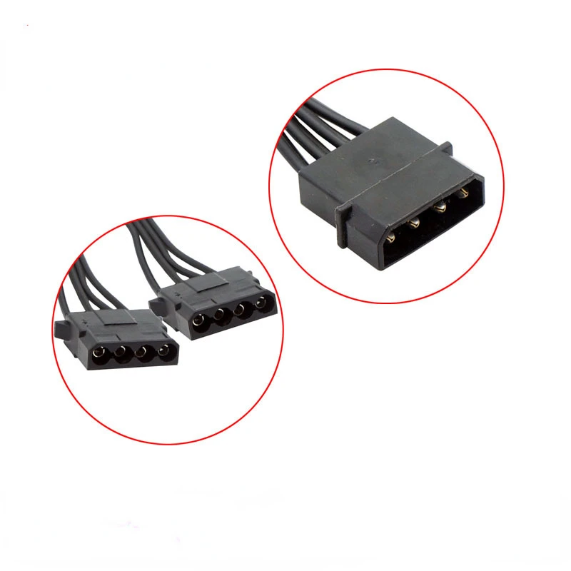 18AWG Molex 4 Pin Male To Dual 4 Pin Female IDE Molex Power Connectors Sleeved Y Splitter Cable