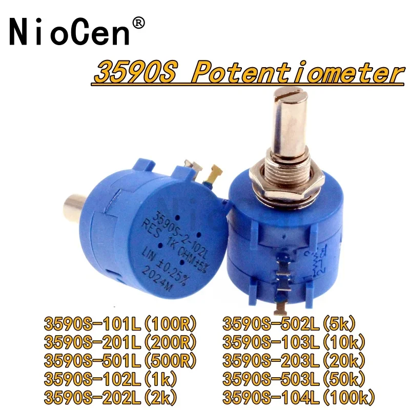 

（1pcs）3590S Multiturn Potentiometer 500 1K 2K 5K 10K 20K 50K 100K ohm Potentiometer Adjustable Resistor 3590 102 202 502 103