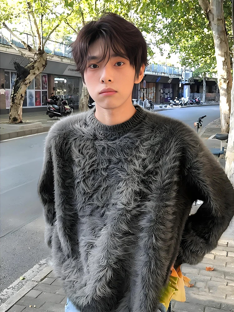 

Deep ey Men's Mouton Knitwear Autumn Winter Camere Sweater Casual Innerwear Outerwear Heavyweight round Ne Top