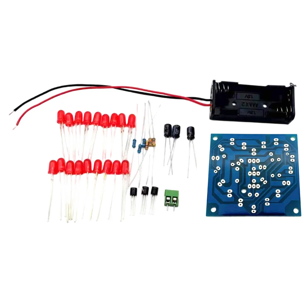 DIY Heart shaped Flashing Lamp kit 18 red LEDs analog circuit soldering project with components and instructions 5.6 5.2cm