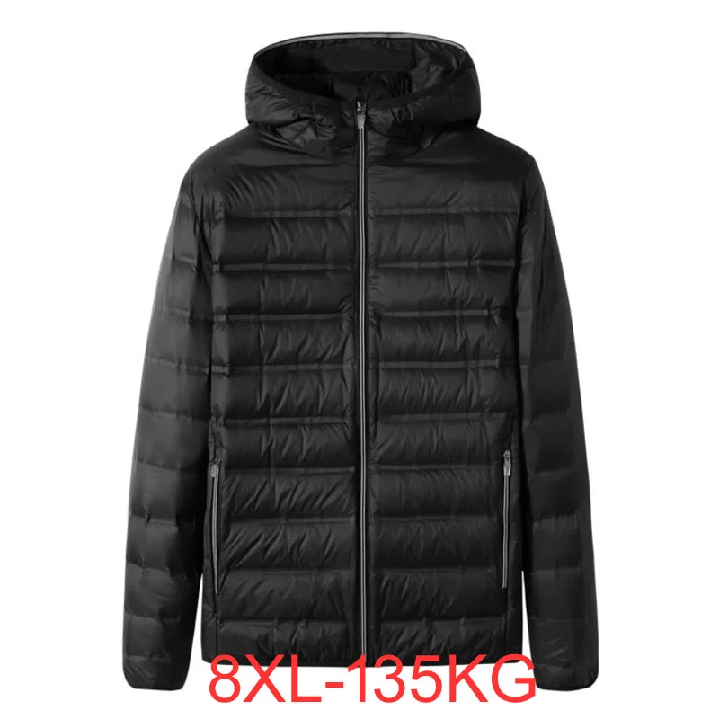 Autumn Winter Men Duck Down Jackets Light Thin Plus Size 6XL 7XL 8XL Spring Jackets Men Stand Collar Outerwear Coat