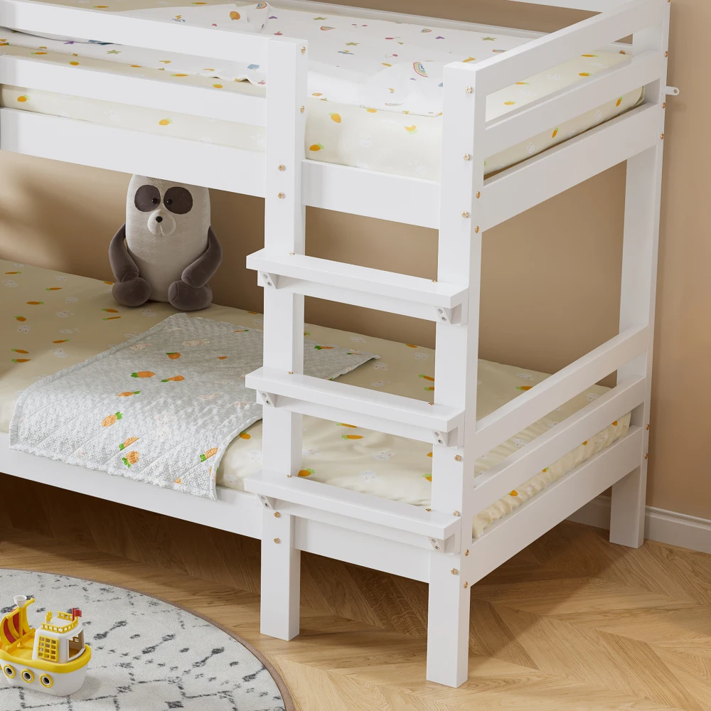 Kinder-Etagenbett mit schönem Fenster und seitlichen Sicherheitsgeländer auf dem Dach, dreistufiger gerader Leiter, stabiler Lattenrost – Detail 17