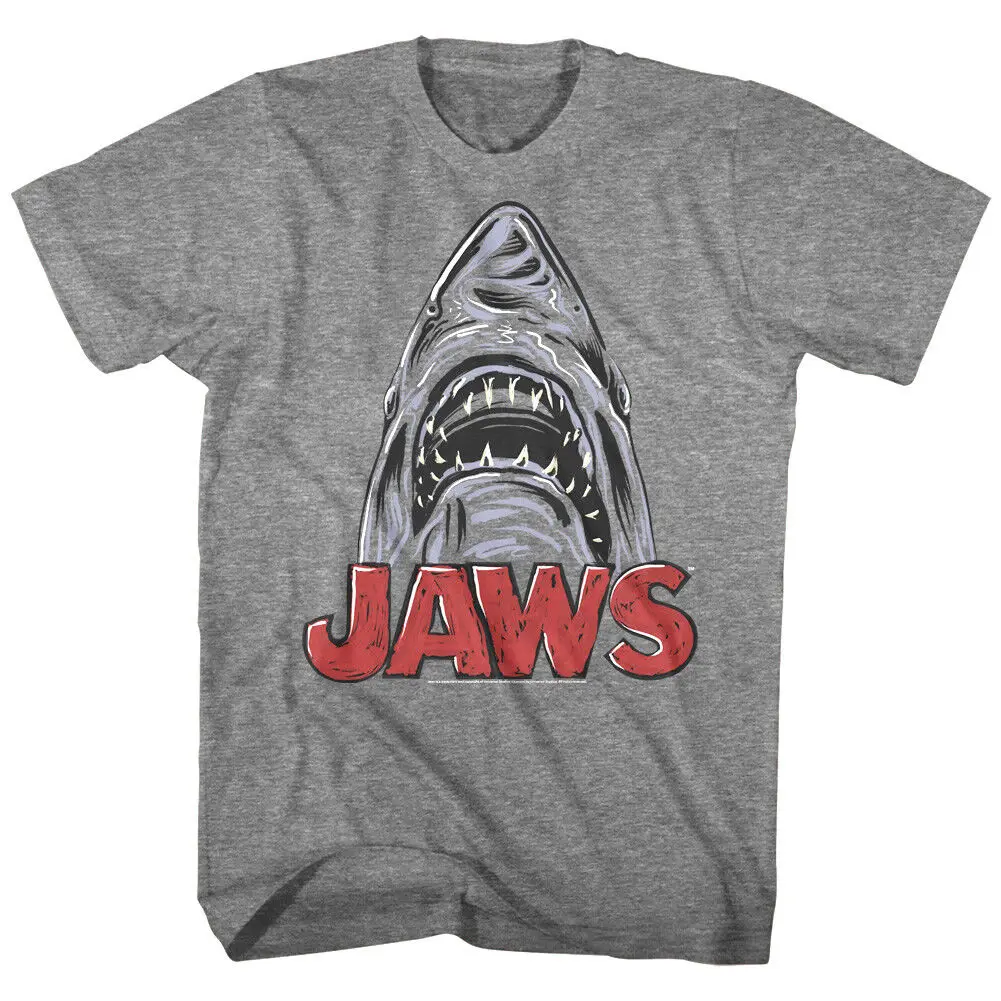 Jaws Gothic Shark Sketch Grafitti Men's T Shirt Attack Spielberg Movie Bite Gray