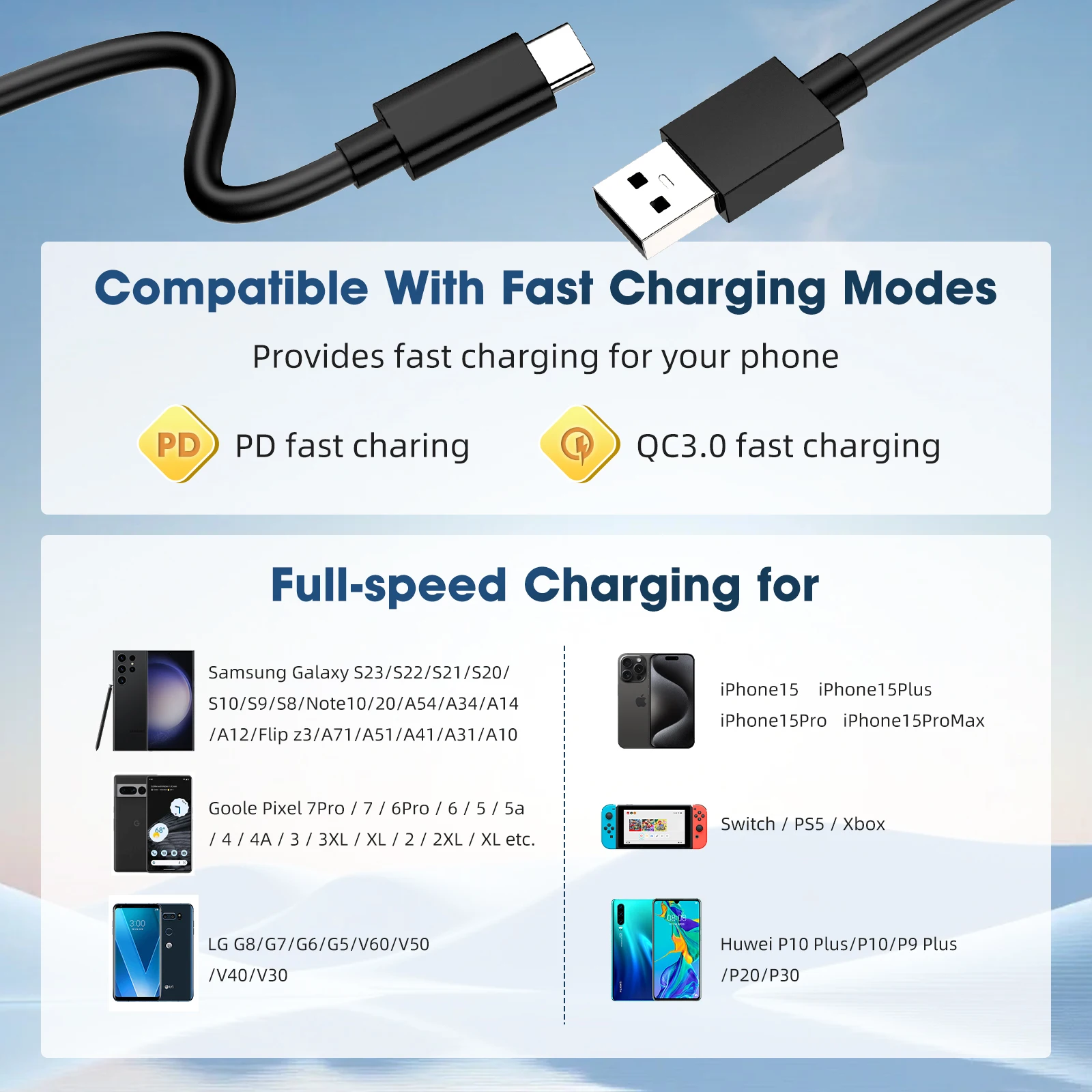 كابل بيانات USB3.2 إلى النوع c 10G 3A 60W Usb 3.0 إلى Usb c Type-c كابل شحن سريع 0.3m 0.5m 1m 2m 3m #3