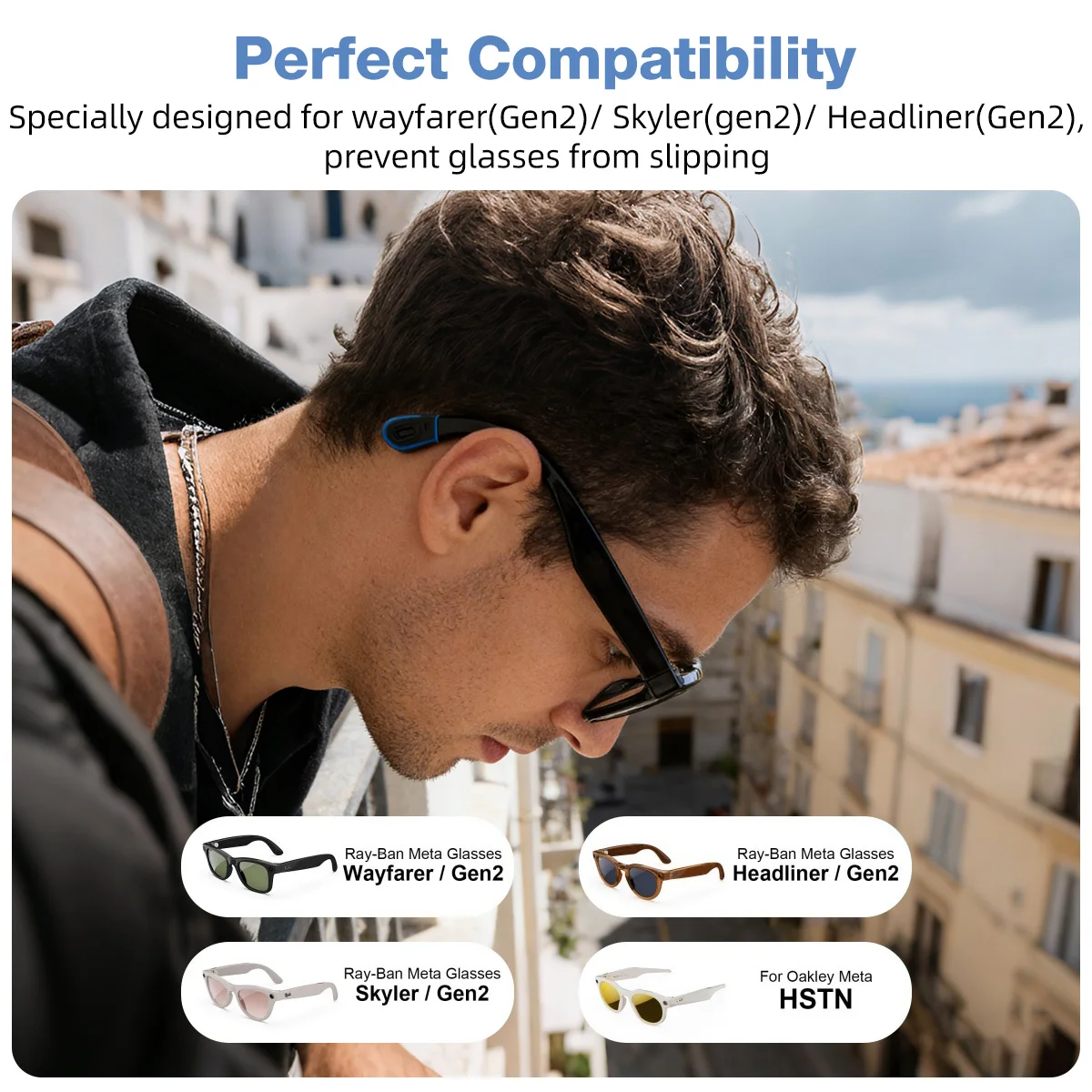 Comfort Silicone Ear Grips for Ray Ban Meta Wayfarer Skyler Headliner Gen 2 Smart Glasses Accessories Anti Slip Hooks Kit Set