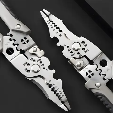 8.5 Inch Multi Functional Industrial Wire Stripper Cutter Crimper Heavy Duty Stainless Steel Electrical Pliers Ergonomic Grip