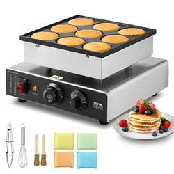 SucceBuy Dutch Pancake Maker 9PCS Diameter Dorayaki Baker Machine Commercial Electric Poffertjes Grill Non-stick Stainless Steel