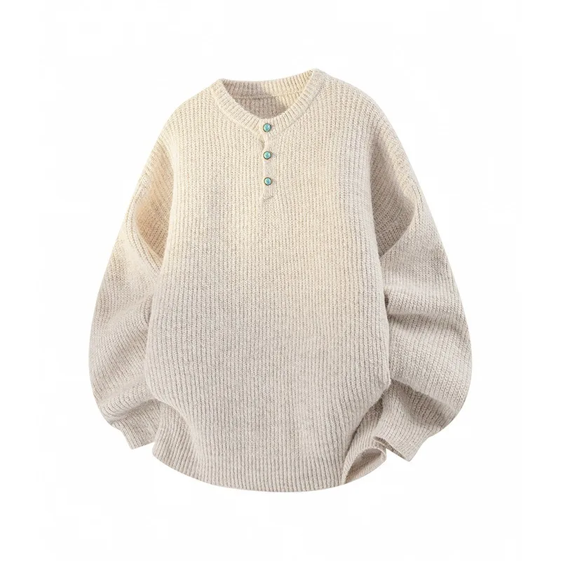 

Осенне-зимний свитер с круглым вырезом, мужской свитер с круглым вырезом, однотонный пуловер с длинными рукавами, модный повседневный свободный топ