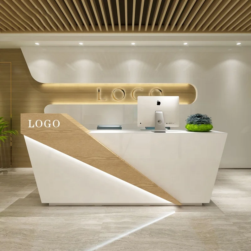 

Best-selling Reception Counter Newly Designed White Front Desk Beauty Salon Furniture Small Front Desk