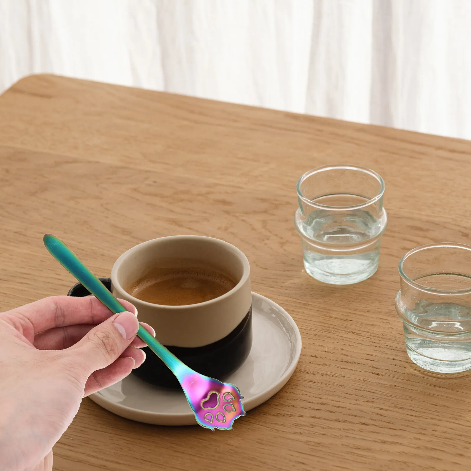 

Набор из 5 кофейных ложек из нержавеющей стали с дизайном кошачьих лапок, очаровательный дизайн в виде собачьих лапок, нержавеющие, легкие десертные ложки для дома и ресторана