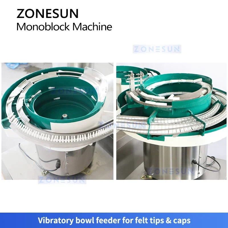 Zonesun-Machine de capsulage de remplissage de machine monobloc de système d'emballage de marqueur de pointe de feutre tout-en-un avec ZS-AFCU1 de trieuse