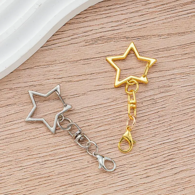 Clip de porte-clés à ressort en forme d'étoile, 10 pièces, avec chaîne, boucle de suspension, anneau de saut ouvert, fermoirs métalliques pour la fabrication de bijoux