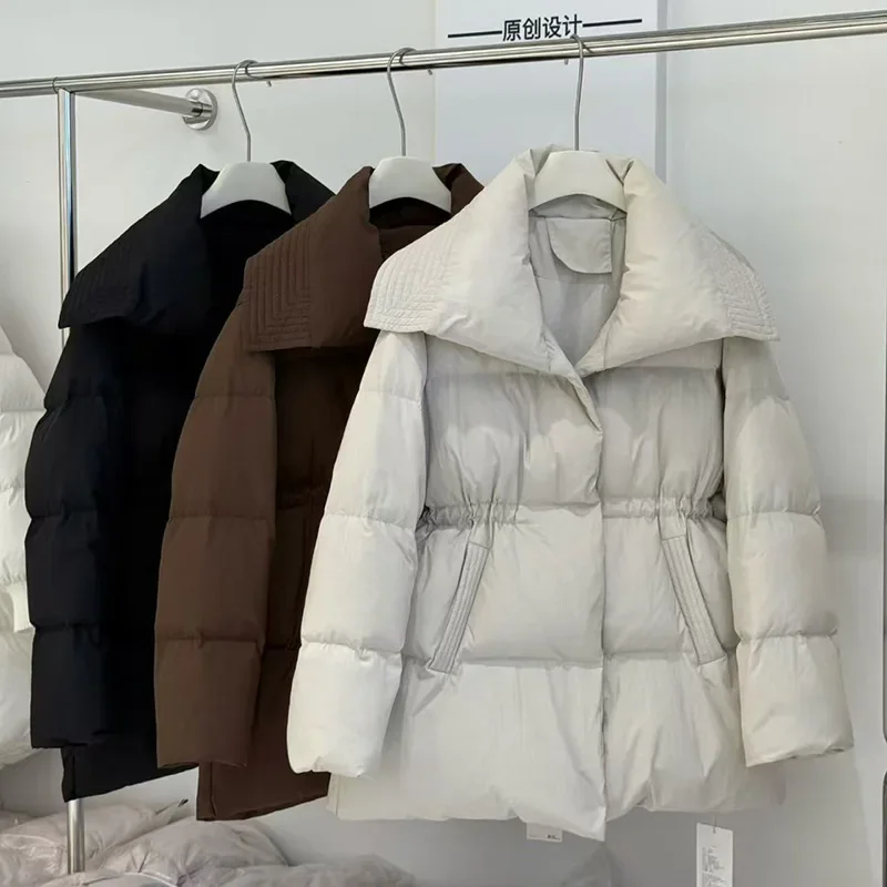 Korean style medium to long length Chinese style down jacket for women in winter 2025 fashion
