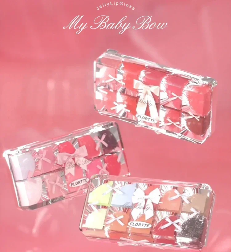 FLORTTE メイクアップ マイベイビーボウ 10色ジェリー リップグロス パレット 口紅 リップグレイズ
