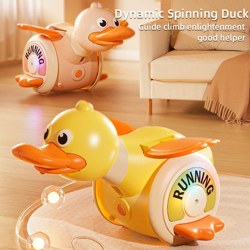 Electric Rotating Foraging Duck Kids Cute Sound And Light Rotating Duck Baby Guide To Learn To Climb Toy Duck For Gift