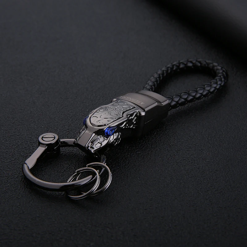 Luxury Car Key Chain Men Women Rhinestone for Key Ring Holder High-Grade Bag Purse Charm Jewelry Leather Rope Fathers Day Gift