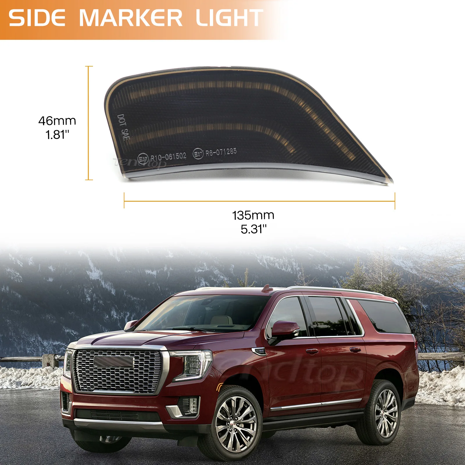 LED Side Marker Light Smoked Lens For Chevrolet Tahoe Suburban Cadillac Escalade ESV GMC Yukon Front Fender 2021 2022 2023 view 4