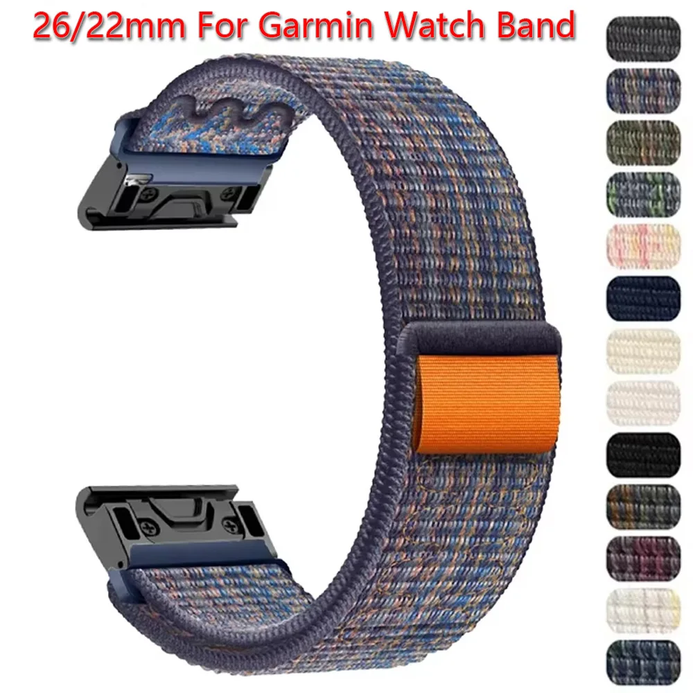 

Pop 22mm 26mm Nylon Quick Fit Strap For Garmin Fenix 8 7X 7 Pro Fenix 6X 6 5X 5Plus Tactix 7 Forerunner 965 955 Enduro 2 Loop Ba