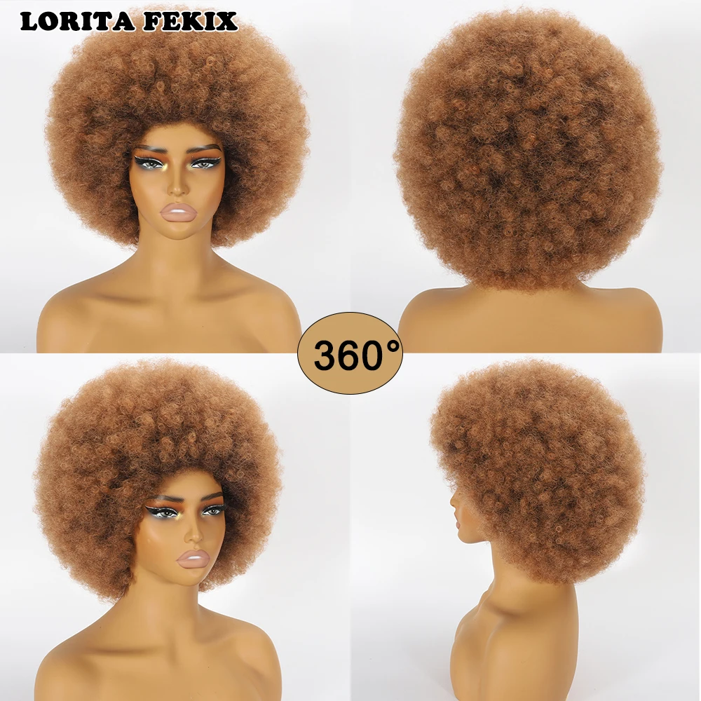 Afro Wigs for Black Women Short Curly Afro Kinky Wig 70s Bouncy Huge Fluffy Puff Wigs Premium Synthetic for Cosplay and Daily