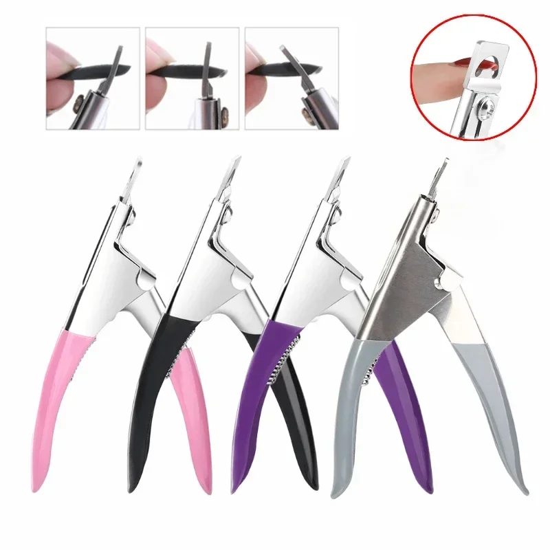 Fake Nail Cutter Type U Word False Tips Professional Nail Clippers Straight Edge Cutters Manicure Pliers Guillotine Nail Capsule