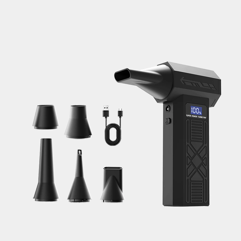 2-in-1 elektrische luchtblazer & mini-stofzuiger, 15000 RPM / 5200 mAh lange batterijduur turbo jet blower, krachtige perslucht voor computer, toetsenbord, auto, dierenharen