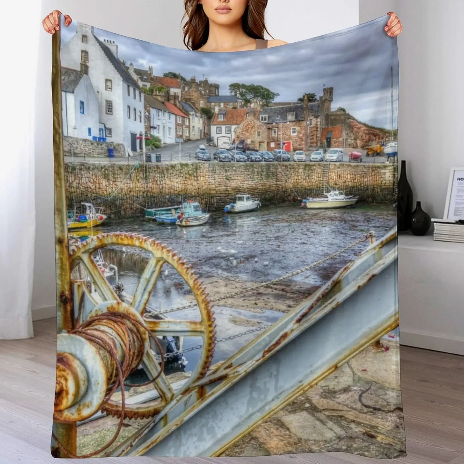 Cobertor leve e quente para uso interno e externo, Crail Harbour In The East Neuk Of Fife, Escócia