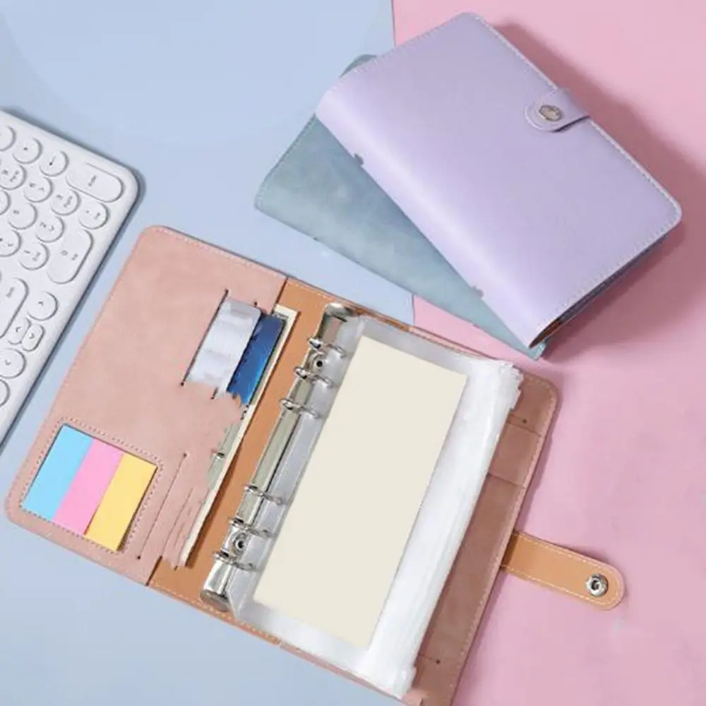 

PU A6 Soft Budget Binder Planner Colorful 6 Hole Binder Pockets Notebook Binder with 12pcs A6 Binder Pockets Savings Money