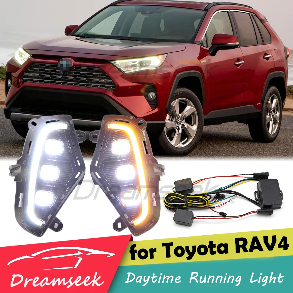 2 Color For Toyota RAV4 XA50 2019 2020 2021 2022 2023 LED DRL Daytime Running Light Driving Fog Lamp With Turn Signal Lamp