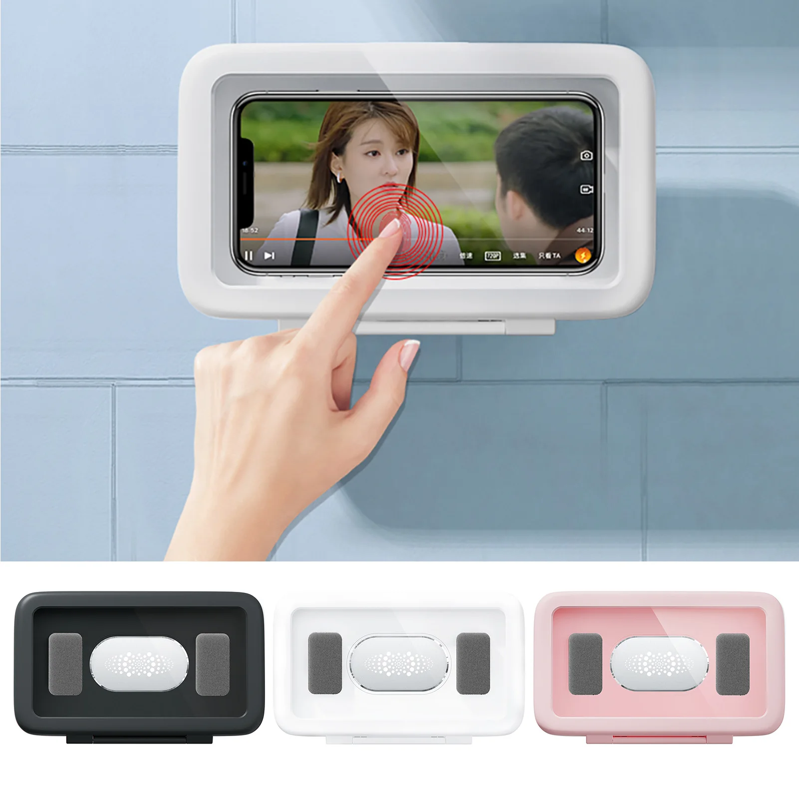 Bath Phone Holder Case Waterproof Shower Cell Phone Mount Box Wall Mounted All Covered Touch Screen Mobile Phone Shelves