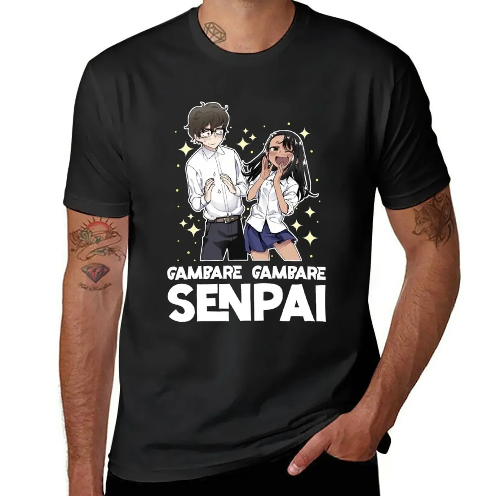 2024 aesthetic men t shirt New Nagatoro - Gambare Gambare Senpai T-Shirt short sleeves pure cotton tops casual streetwear