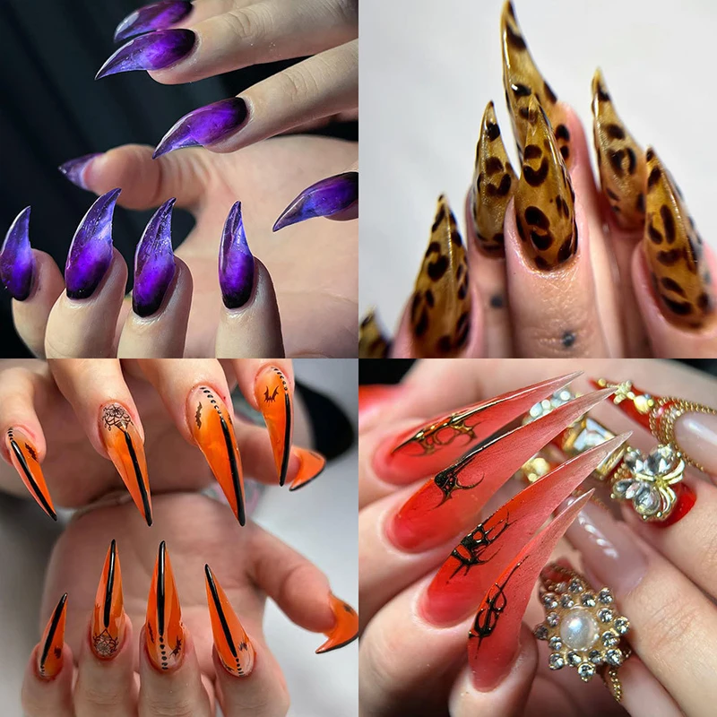 140Pcs Bendable Fake Nails 3D Eagle Claw Nail Dual Forms for Nail Extension Press on False Nail Tips for DIY Salon Nail Art Tool