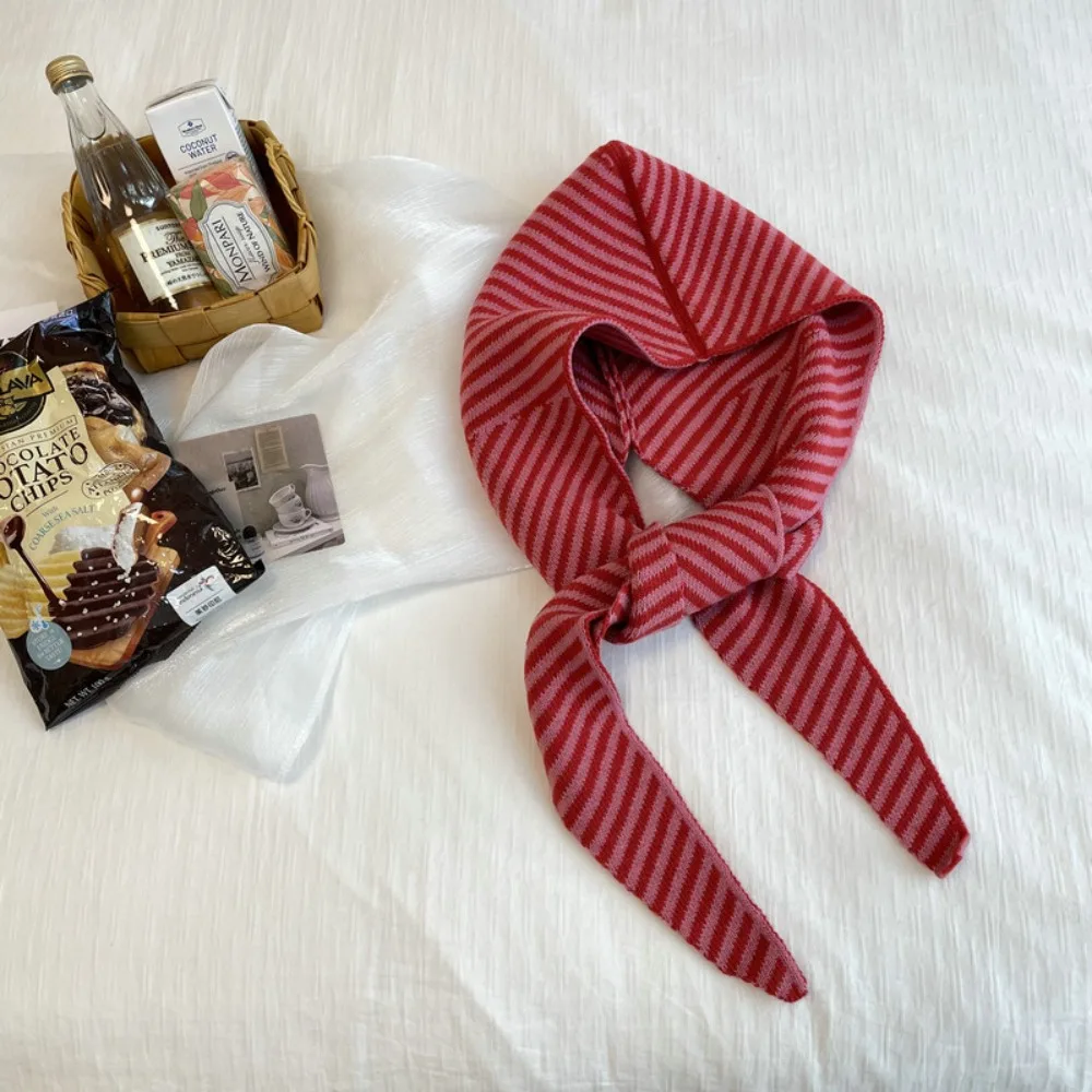 

Ретро полосатый шарф, вязаная теплая шерстяная пряжа, шапка с капюшоном, ветрозащитная теплая шаль для шеи, шапочка для активного отдыха