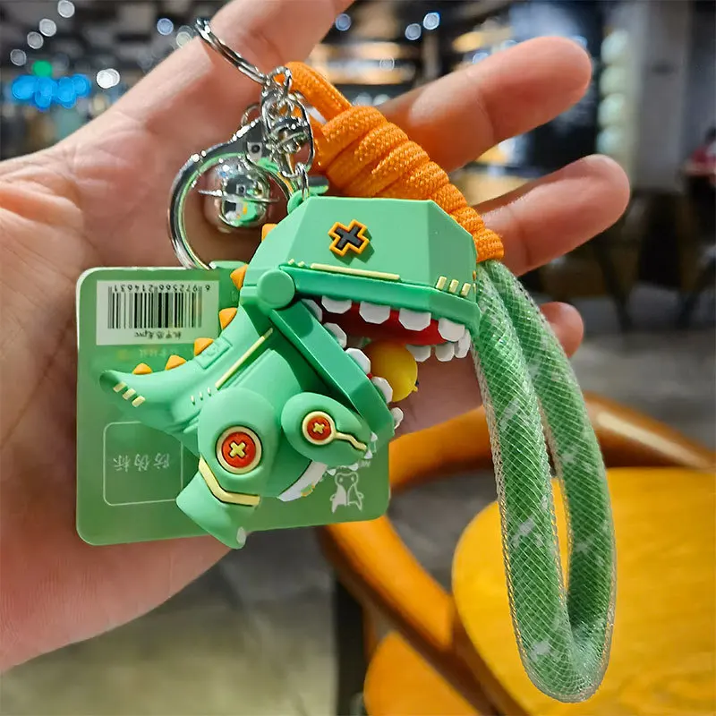 

New Cute Mecha Dinosaur Keychain Figure - Cool Cartoon Desk Decor, Backpack bags Charm & Car Accessory, Crea tive Gift