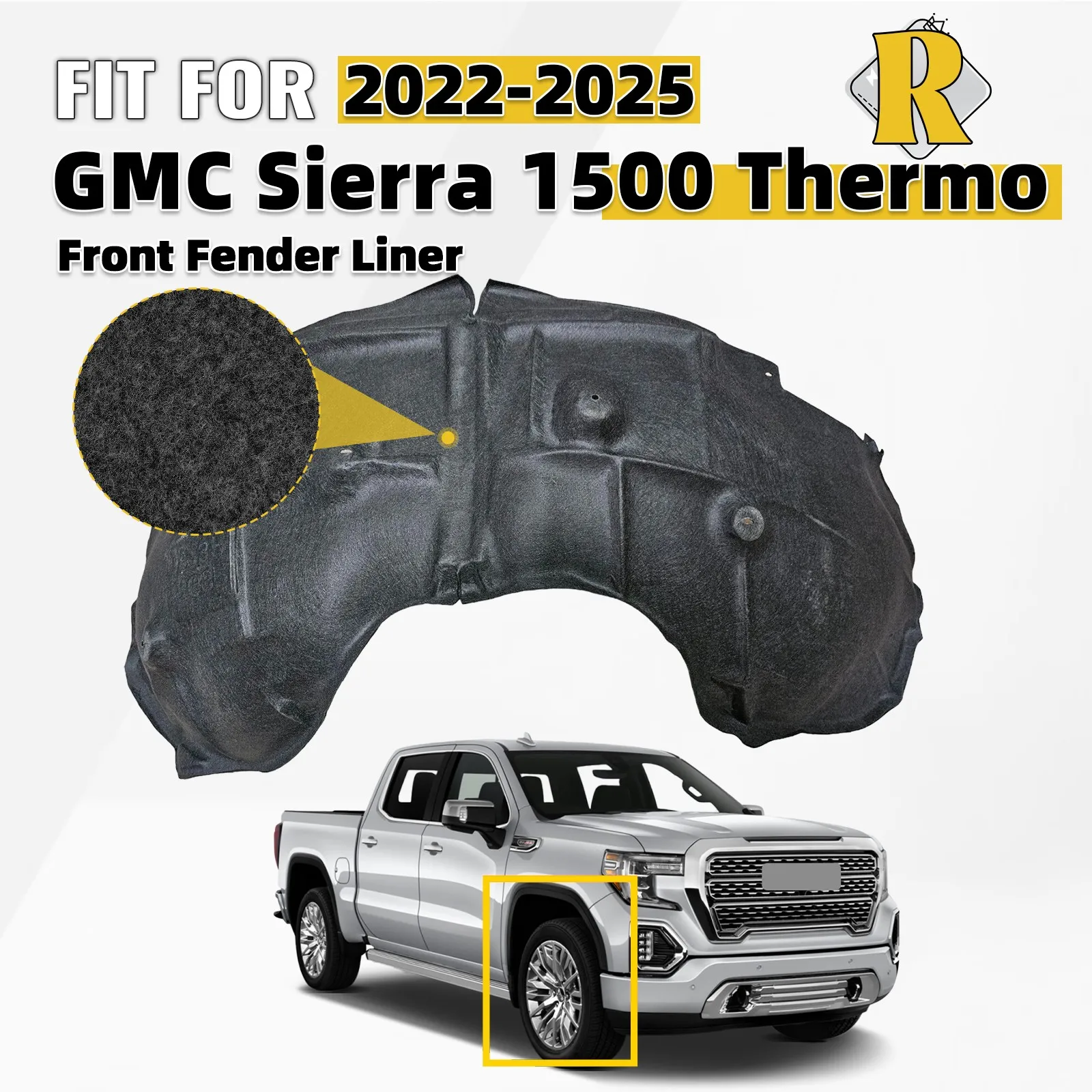 

Для GMC Sierra 1500 2022-2025 гг. Термопластиковая передняя панель подкрылка, правая, пассажирская (RH)