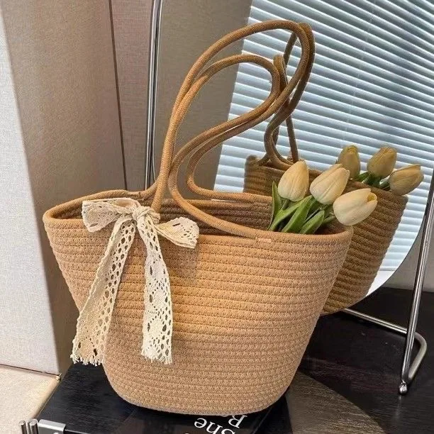 

Новинка 2025, женская сумка ручной работы большой вместимости — Ins-стиль, идеально подходит для прогулок, пляжа и отпуска