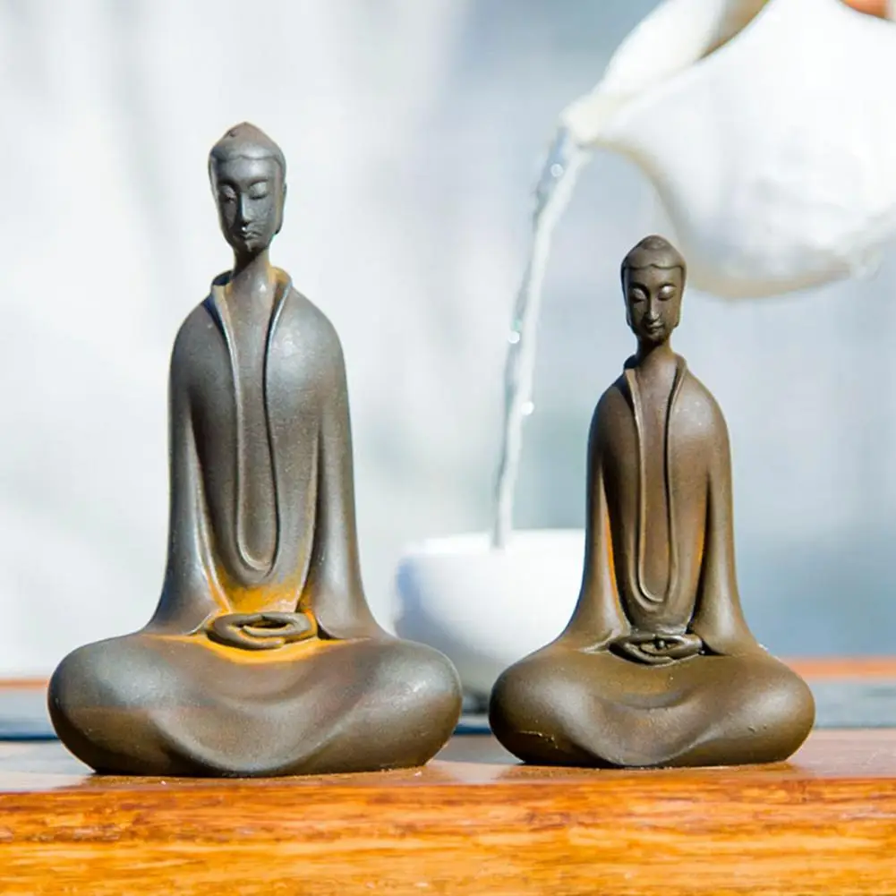 Japanese Iron Zazen Buddha Figurine Miniature Cast Iron Monk Statue Desktop Meditation Buddha Sculpture for Home Zen Decor